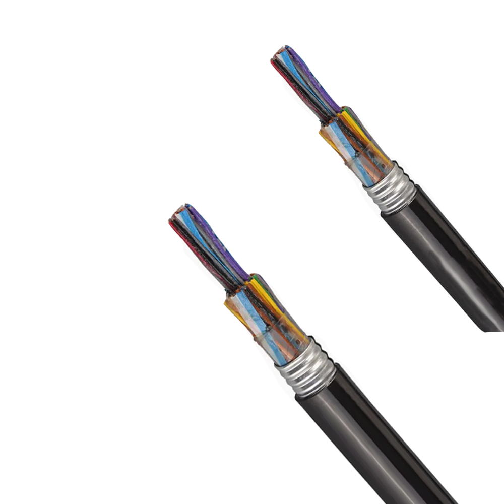 HYAT: Copper-core solid polyolefin insulated, filled moisture barrier layer, polyethylene sheathed local communication cable