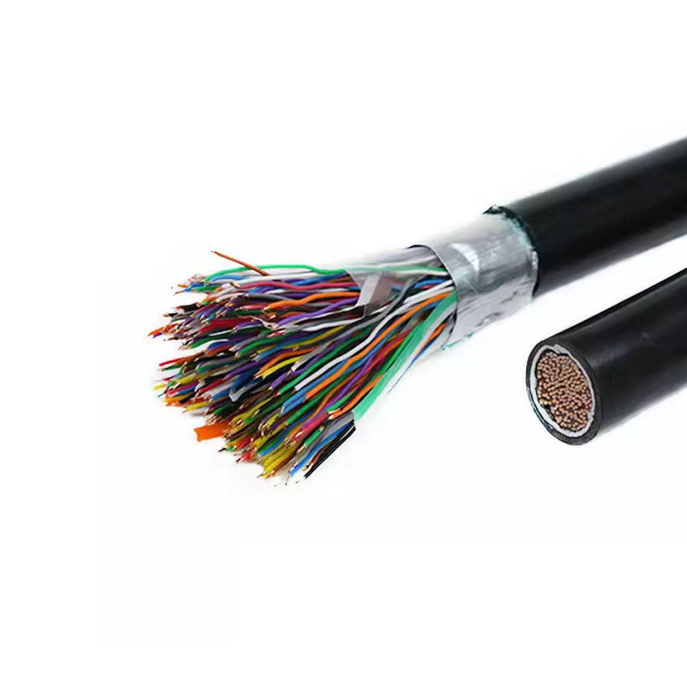 HYAT553: Copper-core solid polyolefin insulation, moisture barrier layer, polyethylene sheathed, double-layer longitudinal corrugated steel tape armored polyethylene sheathed local communication cable