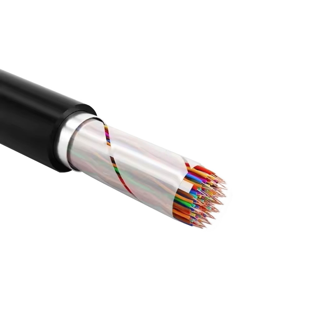HYAT33: Copper-core foam polyolefin insulated, filled moisture barrier layer, polyethylene sheathed, single fine steel wire armored polyethylene sheathed local communication cable